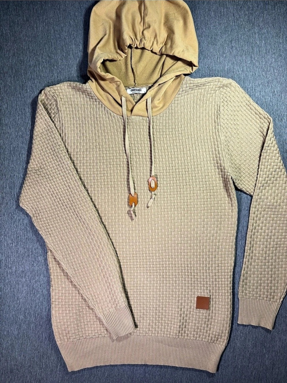 COOFANDY women’s Waffle Knit Pullover Hoodie Brown Small